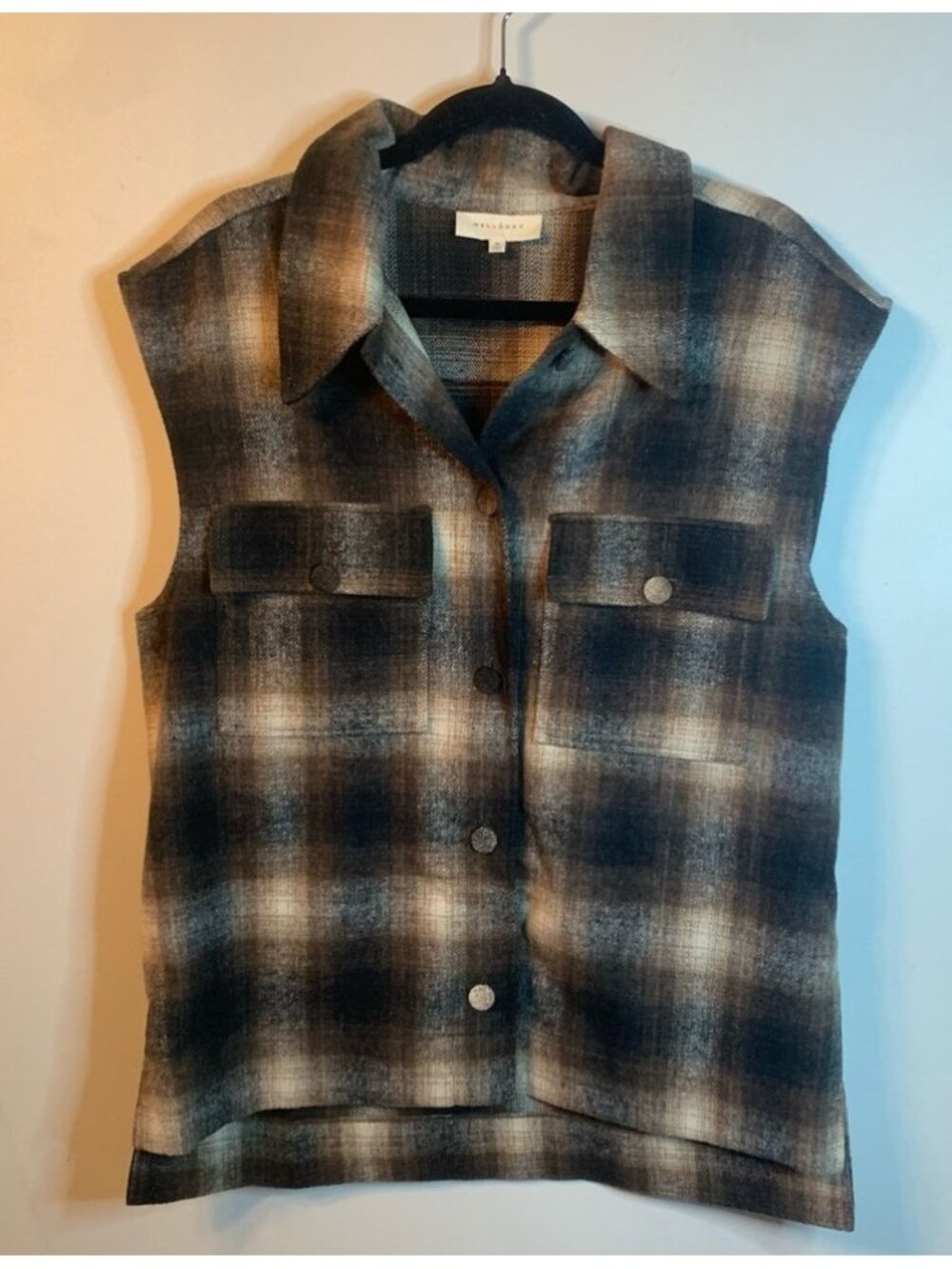 Melloday Wool Blend Brown Vest M